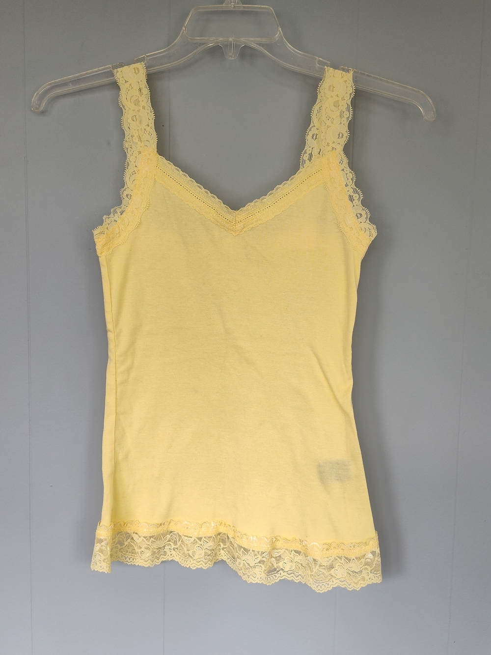 Vintage Yellow Lace Trim Camisole Tank Top - M - Cotton